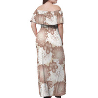Mocha Mousse Aloha Hawaii Off Shoulder Maxi Dress Monstera Hibiscus Plumeria Seamless Vibes - Polynesian Pride