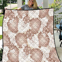 Mocha Mousse Aloha Hawaii Quilt Monstera Hibiscus Plumeria Seamless Vibes - Polynesian Pride