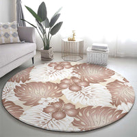 Mocha Mousse Aloha Hawaii Round Carpet Monstera Hibiscus Plumeria Seamless Vibes - Polynesian Pride