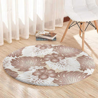 Mocha Mousse Aloha Hawaii Round Carpet Monstera Hibiscus Plumeria Seamless Vibes - Polynesian Pride