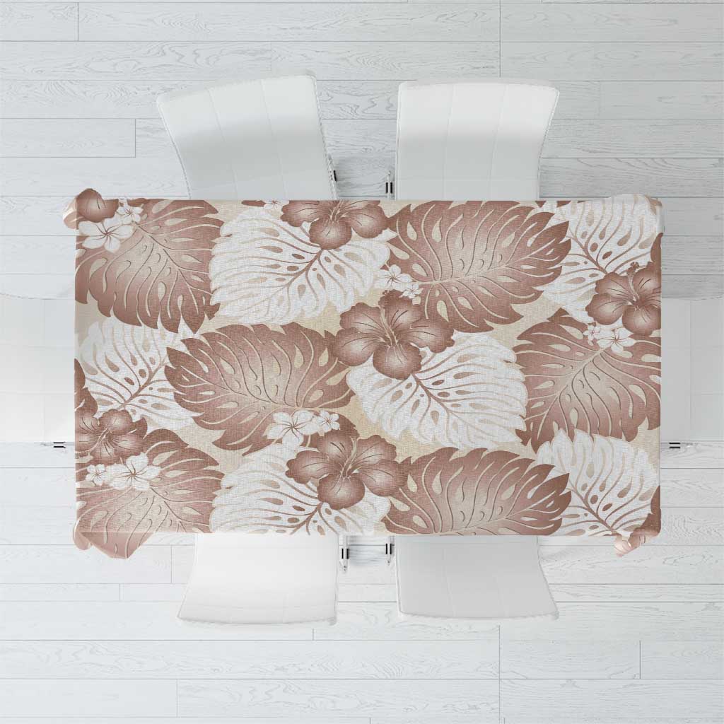 Mocha Mousse Aloha Hawaii Tablecloth Monstera Hibiscus Plumeria Seamless Vibes - Polynesian Pride