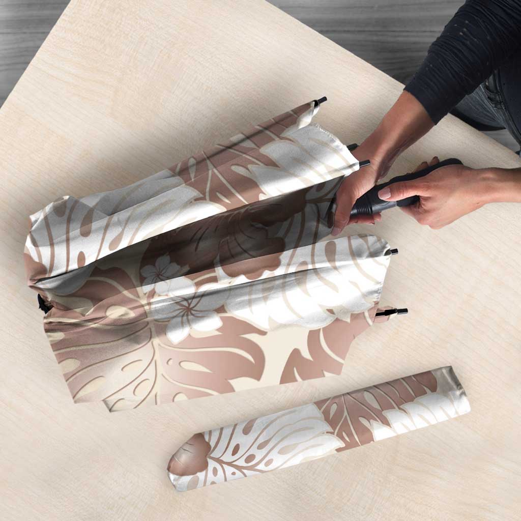 Mocha Mousse Aloha Hawaii Umbrella Monstera Hibiscus Plumeria Seamless Vibes - Polynesian Pride