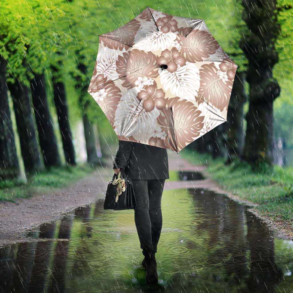Mocha Mousse Aloha Hawaii Umbrella Monstera Hibiscus Plumeria Seamless Vibes - Polynesian Pride