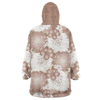 Mocha Mousse Aloha Hawaii Wearable Blanket Hoodie Monstera Hibiscus Plumeria Seamless Vibes - Polynesian Pride