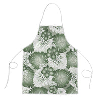 Sage Green Aloha Hawaii Apron Monstera Hibiscus Plumeria Seamless Vibes - Polynesian Pride