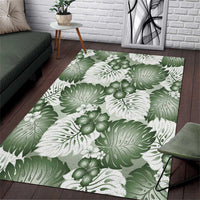 Sage Green Aloha Hawaii Area Rug Monstera Hibiscus Plumeria Seamless Vibes - Polynesian Pride