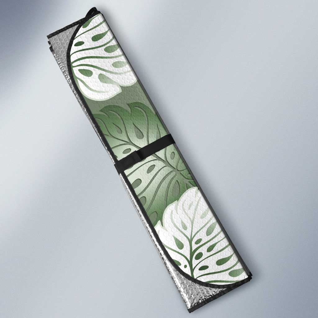 Sage Green Aloha Hawaii Auto Sun Shade Monstera Hibiscus Plumeria Seamless Vibes - Polynesian Pride