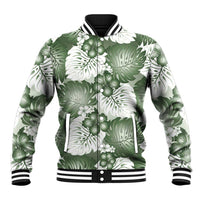 Sage Green Aloha Hawaii Baseball Jacket Monstera Hibiscus Plumeria Seamless Vibes LT14 Unisex Sage Green - Polynesian Pride