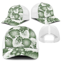 Sage Green Aloha Hawaii Baseball Net Cap Monstera Hibiscus Plumeria Seamless Vibes - Polynesian Pride