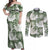 Sage Green Aloha Hawaii Couples Matching Off Shoulder Maxi Dress and Long Sleeve Button Shirt Monstera Hibiscus Plumeria Seamless Vibes - Polynesian Pride