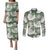 Sage Green Aloha Hawaii Couples Matching Puletasi and Long Sleeve Button Shirt Monstera Hibiscus Plumeria Seamless Vibes - Polynesian Pride