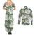 Sage Green Aloha Hawaii Couples Matching Summer Maxi Dress and Long Sleeve Button Shirt Monstera Hibiscus Plumeria Seamless Vibes - Polynesian Pride