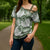 Sage Green Aloha Hawaii Cross Shoulder Shirt Monstera Hibiscus Plumeria Seamless Vibes - Polynesian Pride