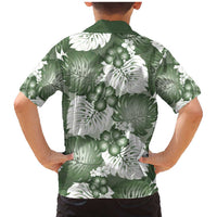 Sage Green Aloha Hawaii Family Matching Mermaid Dress and Hawaiian Shirt Monstera Hibiscus Plumeria Seamless Vibes LT14 - Polynesian Pride