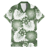 Sage Green Aloha Hawaii Family Matching Mermaid Dress and Hawaiian Shirt Monstera Hibiscus Plumeria Seamless Vibes LT14 Dad's Shirt - Short Sleeve Sage Green - Polynesian Pride