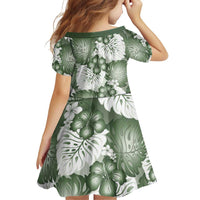 Sage Green Aloha Hawaii Family Matching Puletasi and Hawaiian Shirt Monstera Hibiscus Plumeria Seamless Vibes LT14 - Polynesian Pride