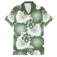 Sage Green Aloha Hawaii Family Matching Puletasi and Hawaiian Shirt Monstera Hibiscus Plumeria Seamless Vibes LT14 Dad's Shirt - Short Sleeve Sage Green - Polynesian Pride