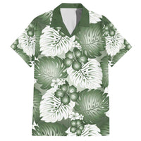 Sage Green Aloha Hawaii Family Matching Summer Maxi Dress and Hawaiian Shirt Monstera Hibiscus Plumeria Seamless Vibes - Polynesian Pride