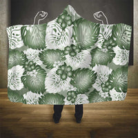 Sage Green Aloha Hawaii Hooded Blanket Monstera Hibiscus Plumeria Seamless Vibes LT14 - Polynesian Pride