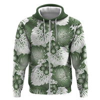 Sage Green Aloha Hawaii Hoodie Monstera Hibiscus Plumeria Seamless Vibes - Polynesian Pride