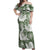 Sage Green Aloha Hawaii Off Shoulder Maxi Dress Monstera Hibiscus Plumeria Seamless Vibes - Polynesian Pride