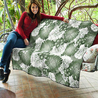 Sage Green Aloha Hawaii Quilt Monstera Hibiscus Plumeria Seamless Vibes - Polynesian Pride