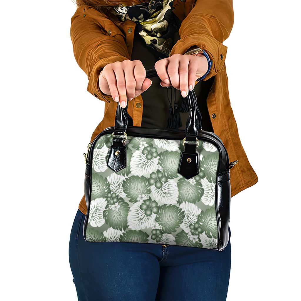 Sage Green Aloha Hawaii Shoulder Handbag Monstera Hibiscus Plumeria Seamless Vibes - Polynesian Pride