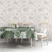 Sage Green Aloha Hawaii Tablecloth Monstera Hibiscus Plumeria Seamless Vibes - Polynesian Pride