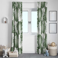 Sage Green Aloha Hawaii Window Curtain Monstera Hibiscus Plumeria Seamless Vibes - Polynesian Pride