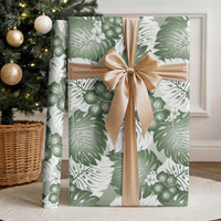 Sage Green Aloha Hawaii Wrapping Paper Monstera Hibiscus Plumeria Seamless Vibes - Polynesian Pride