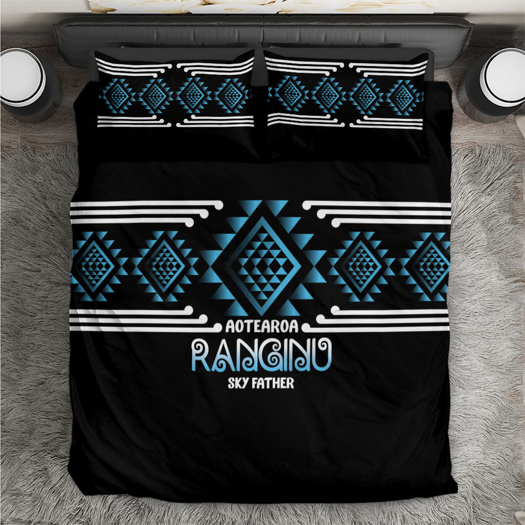 Aotearoa Atua Ranginui Bedding Set Maori Sky Father Taniko Motifs LT14 Blue - Polynesian Pride