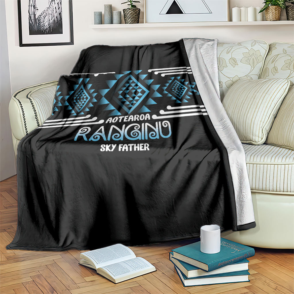 Aotearoa Atua Ranginui Blanket Maori Sky Father Taniko Motifs LT14 Blue - Polynesian Pride