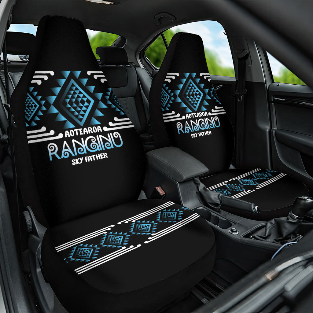 Aotearoa Atua Ranginui Car Seat Cover Maori Sky Father Taniko Motifs LT14 One Size Blue - Polynesian Pride