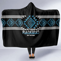 Aotearoa Atua Ranginui Hooded Blanket Maori Sky Father Taniko Motifs LT14 One Size Blue - Polynesian Pride