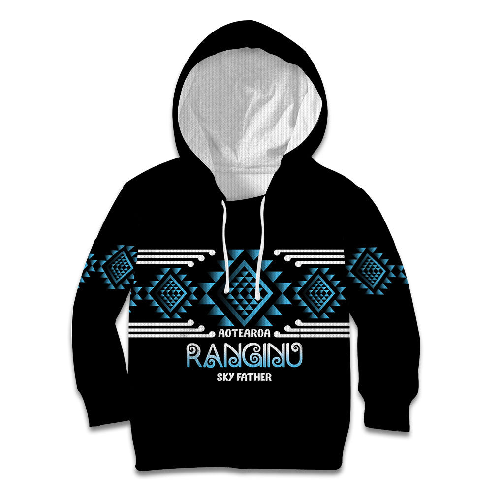 Aotearoa Atua Ranginui Personalised Kid Hoodie Maori Sky Father Taniko Motifs LT14 Hoodie Blue - Polynesian Pride