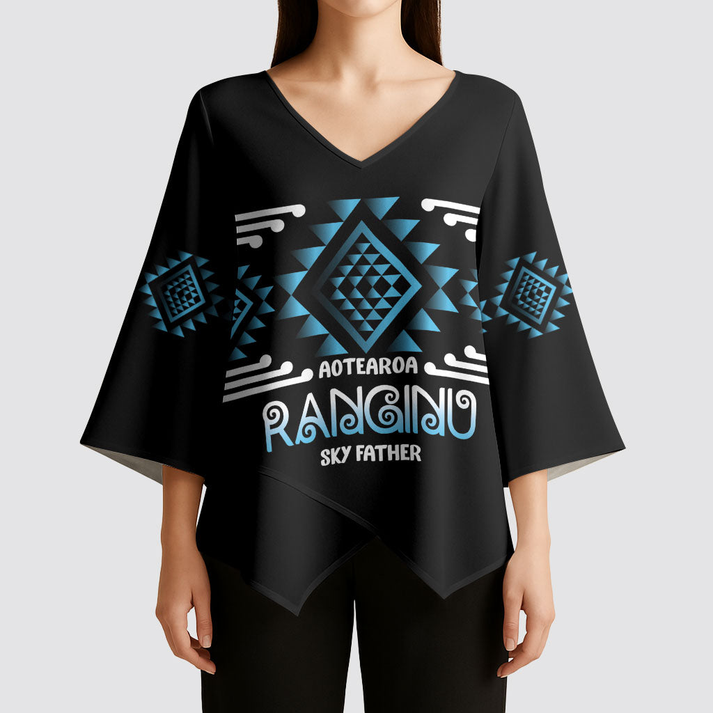 Aotearoa Atua Ranginui Personalised Kimono Sleeve Blouse Maori Sky Father Taniko Motifs LT14 - Polynesian Pride