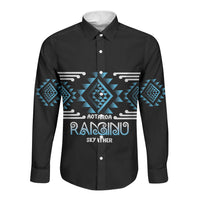 Aotearoa Atua Ranginui Personalised Long Sleeve Button Shirt Maori Sky Father Taniko Motifs LT14 Unisex Blue - Polynesian Pride