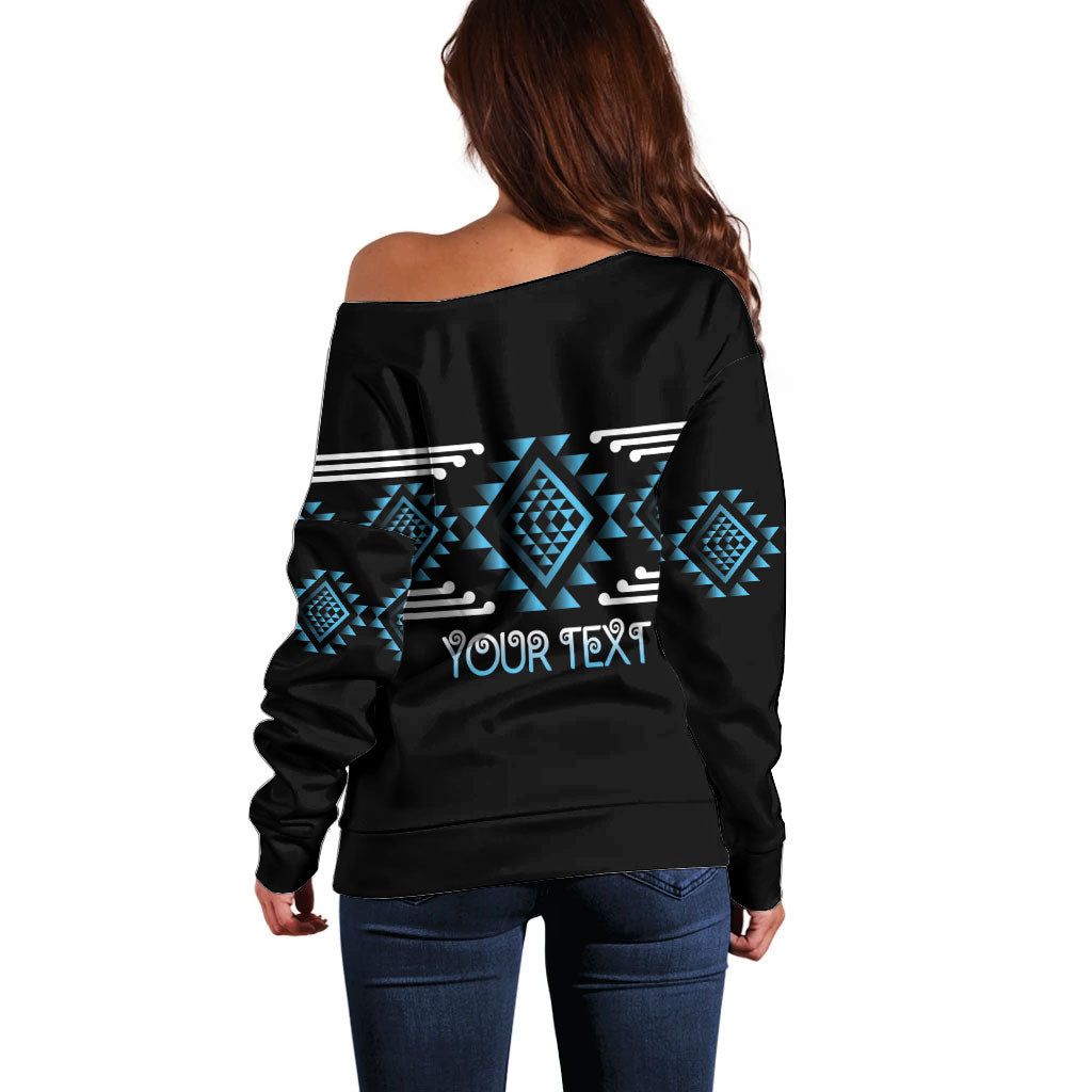 Aotearoa Atua Ranginui Personalised Off Shoulder Sweater Maori Sky Father Taniko Motifs LT14 - Polynesian Pride