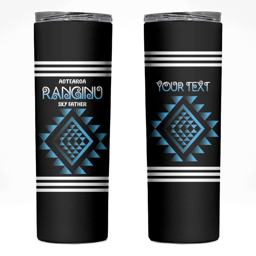 Aotearoa Atua Ranginui Personalised Skinny Tumbler Maori Sky Father Taniko Motifs LT14 Blue - Polynesian Pride