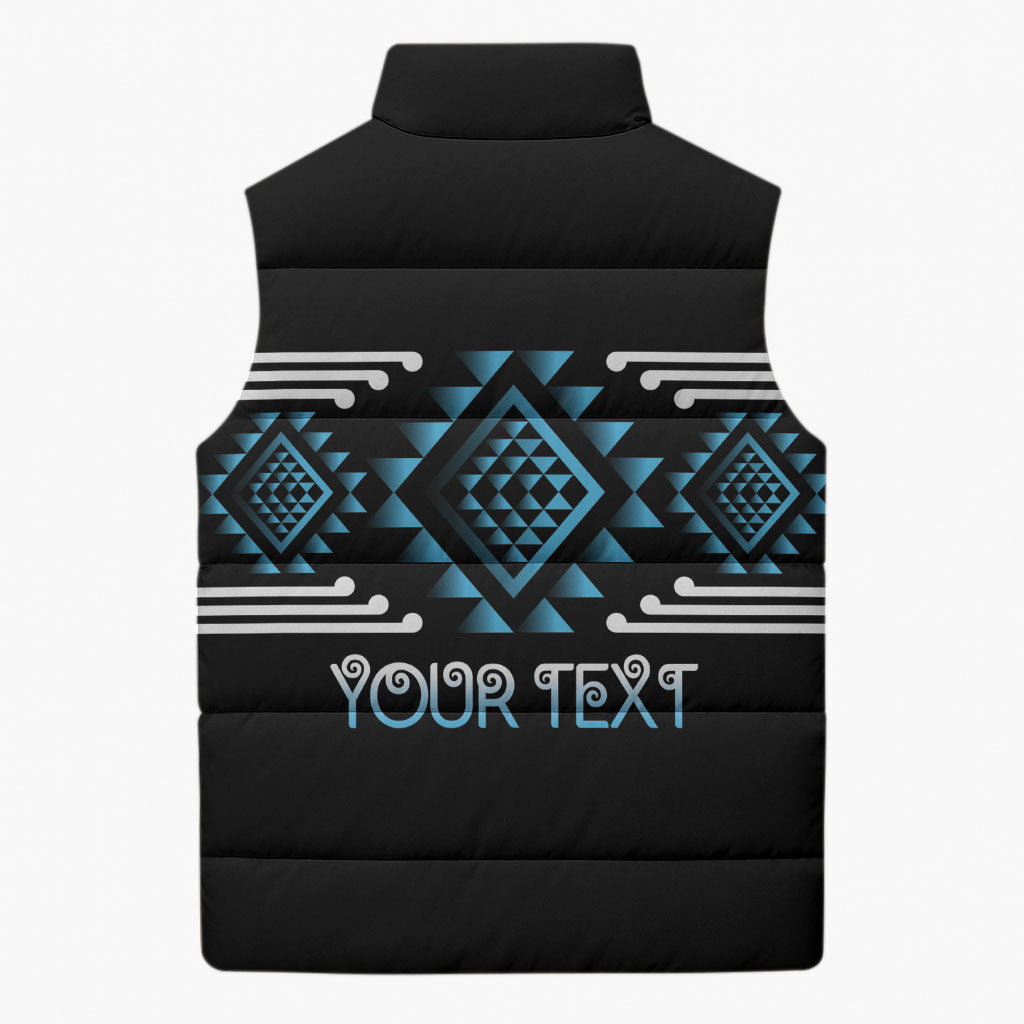 Aotearoa Atua Ranginui Personalised Sleeveless Puffer Jacket Maori Sky Father Taniko Motifs LT14 - Polynesian Pride