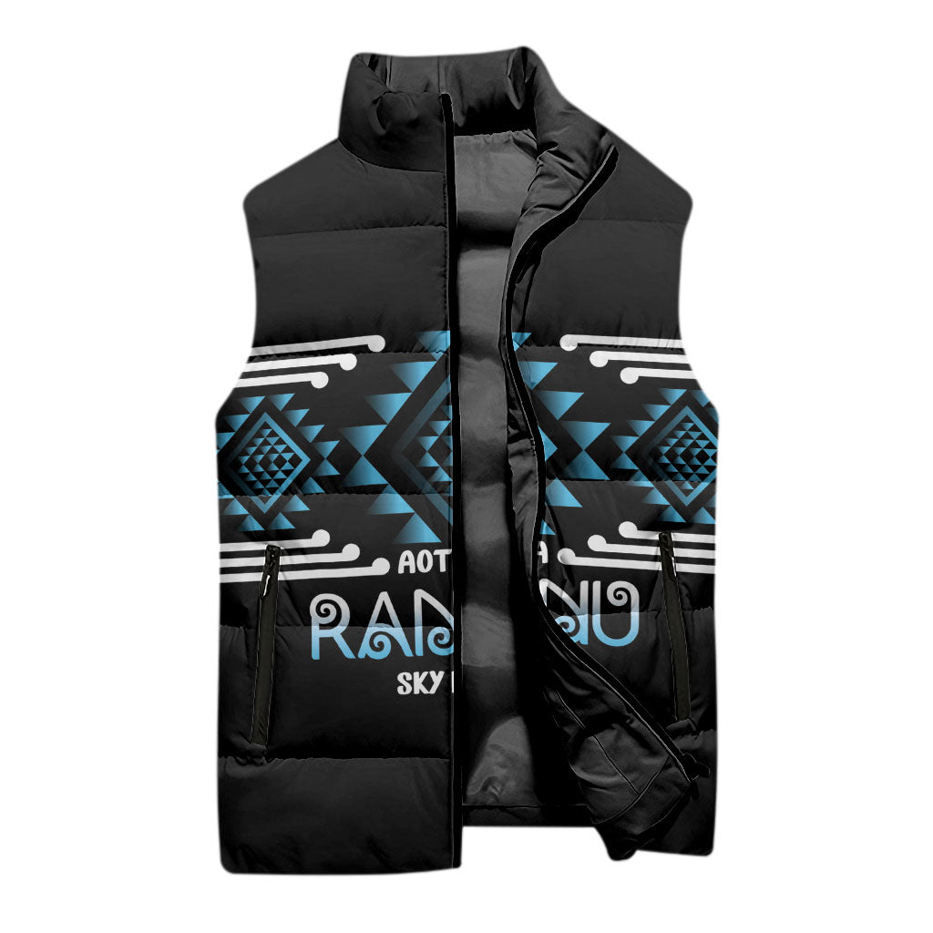 Aotearoa Atua Ranginui Personalised Sleeveless Puffer Jacket Maori Sky Father Taniko Motifs LT14 - Polynesian Pride