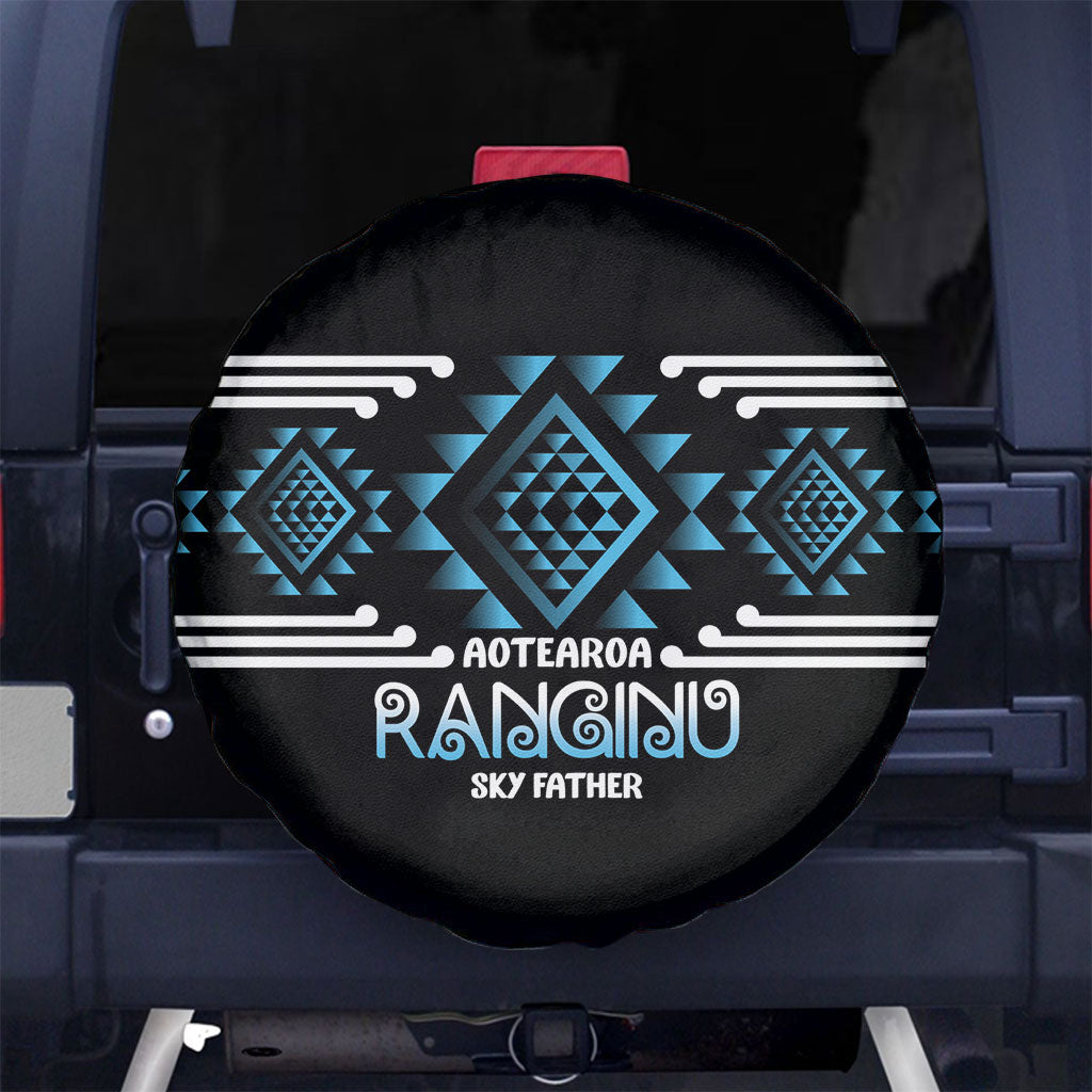 Aotearoa Atua Ranginui Spare Tire Cover Maori Sky Father Taniko Motifs LT14 No hole Blue - Polynesian Pride