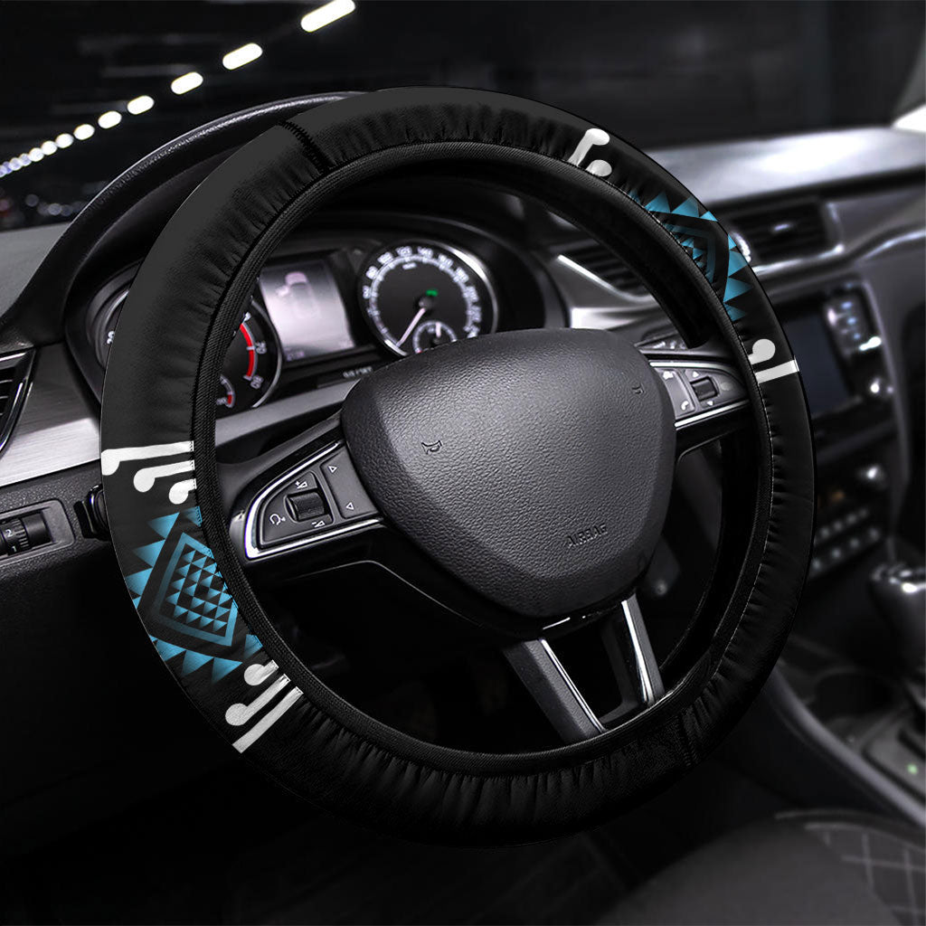 Aotearoa Atua Ranginui Steering Wheel Cover Maori Sky Father Taniko Motifs LT14 Universal Fit Blue - Polynesian Pride