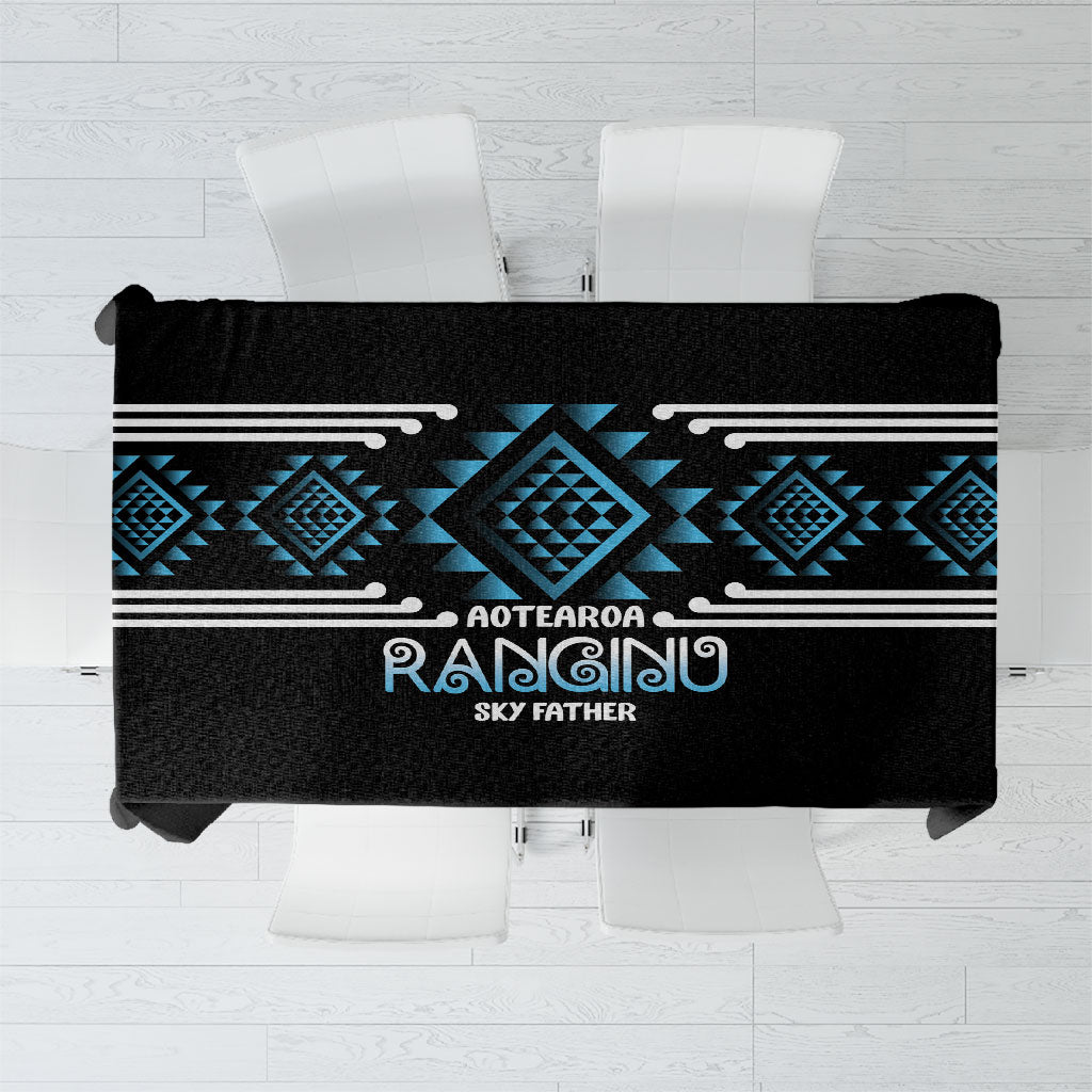 Aotearoa Atua Ranginui Tablecloth Maori Sky Father Taniko Motifs LT14 Blue - Polynesian Pride