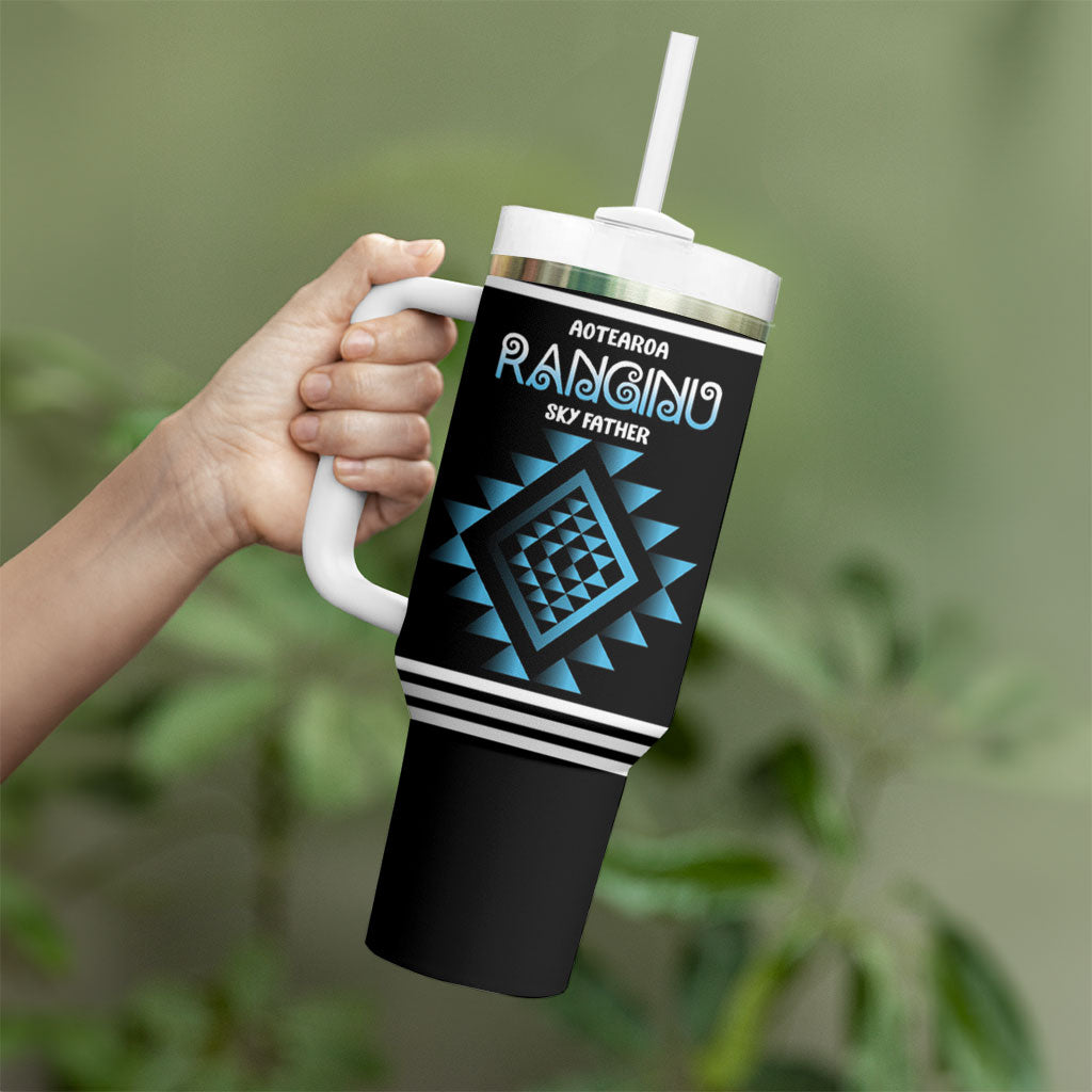 Aotearoa Atua Ranginui Personalised Tumbler With Handle Maori Sky Father Taniko Motifs LT14 - Polynesian Pride