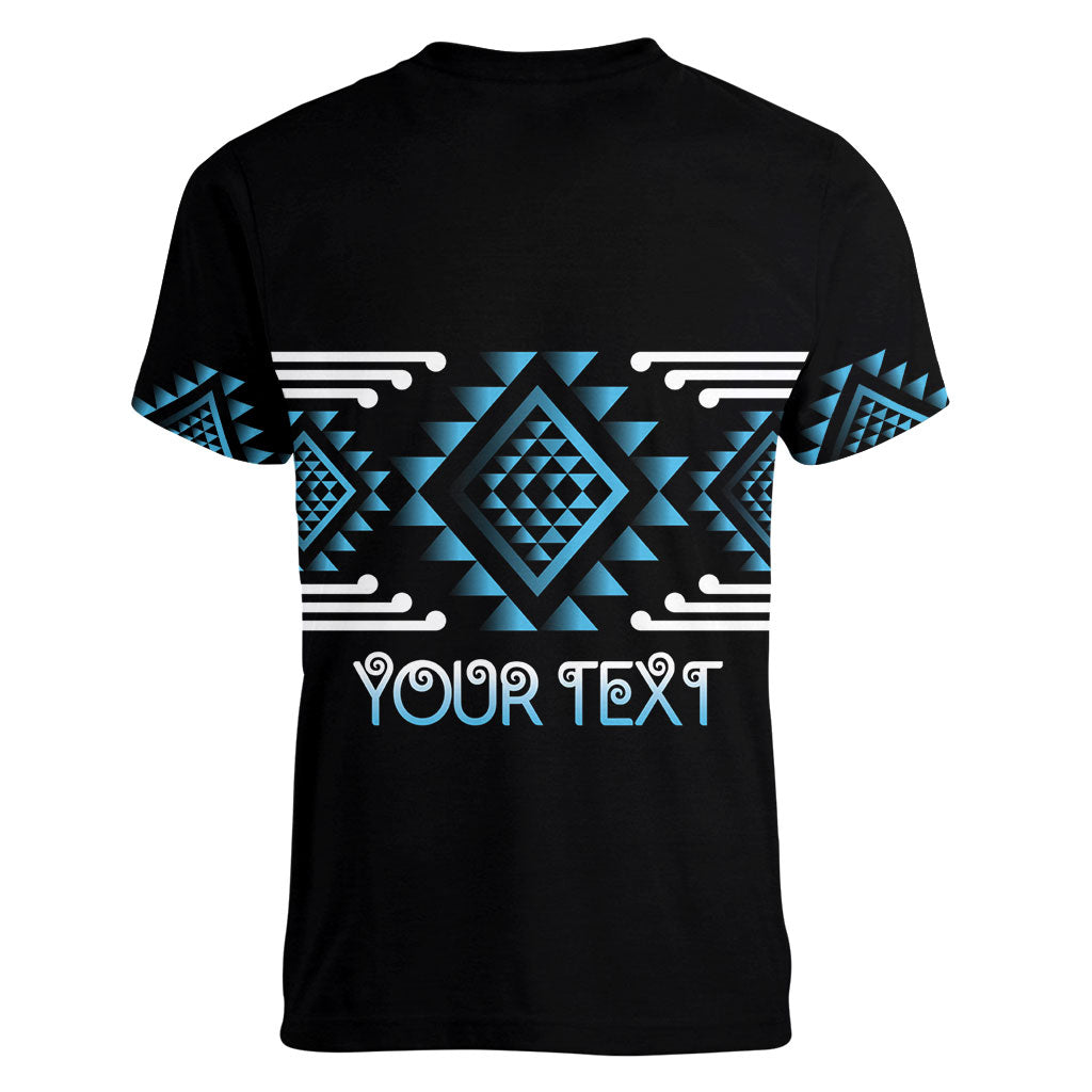 Aotearoa Atua Ranginui Personalised Women V-Neck T-Shirt Maori Sky Father Taniko Motifs LT14 - Polynesian Pride