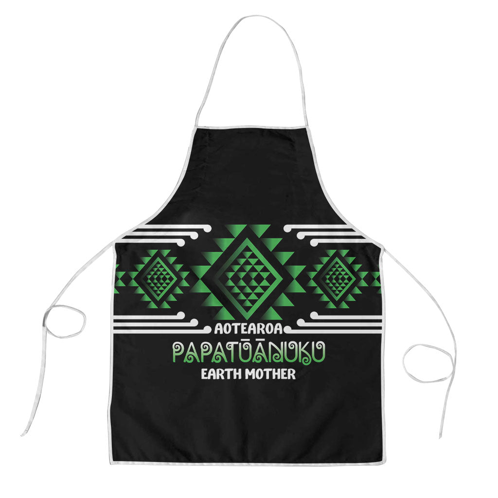 Aotearoa Atua Papatuanuku Apron Maori Earth Mother Taniko Motifs LT14 Green - Polynesian Pride