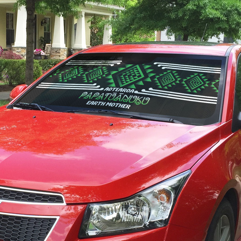 Aotearoa Atua Papatuanuku Auto Sun Shade Maori Earth Mother Taniko Motifs LT14 - Polynesian Pride