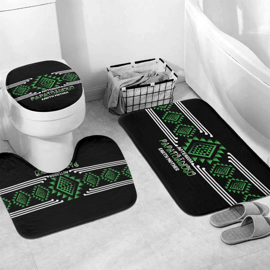 Aotearoa Atua Papatuanuku Bathroom Set Maori Earth Mother Taniko Motifs LT14 Mat Set Only (3 pcs) One Size Green - Polynesian Pride
