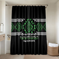 Aotearoa Atua Papatuanuku Bathroom Set Maori Earth Mother Taniko Motifs LT14 Shower Curtain Only Green - Polynesian Pride